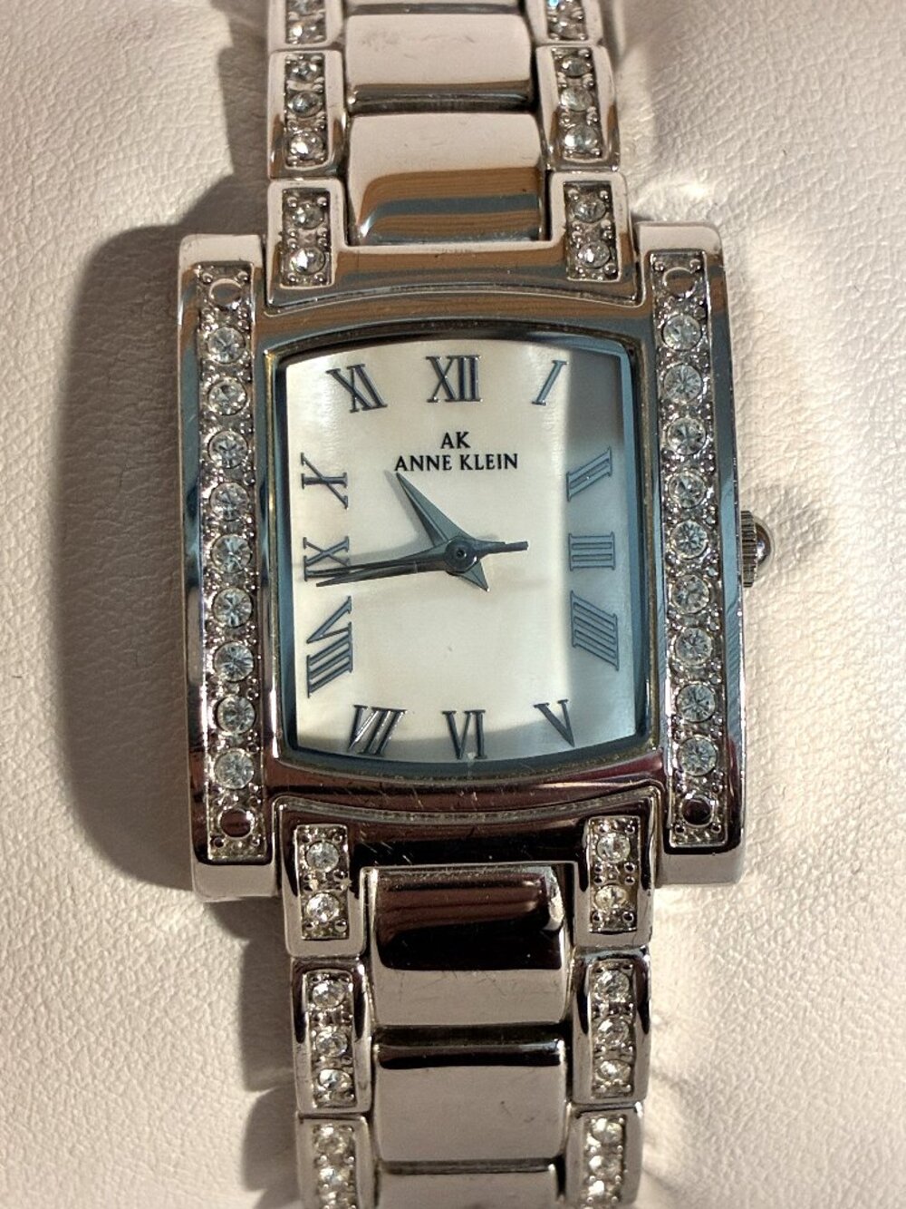 Anne Klein Quartz Classic Rectangular Roman Numeral Silver-Tone Watch